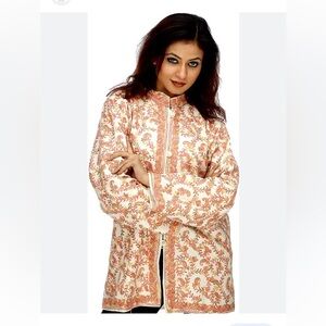 Ivory Kashmiri jacket with paisley embroidery